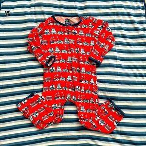 Kickee Pants OG Vintage Goldfish Trains Red Coverall 2014 Bamboo Pajamas